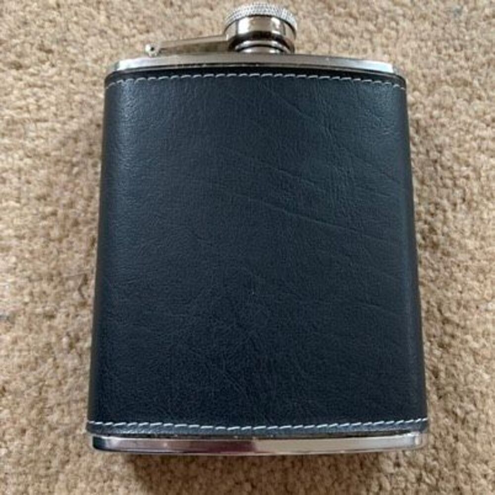 Metrokane 6oz Stainless Steel Faux Leather Pocket Flask
